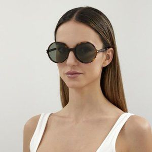 New with Case ~ SAINT LAURENT LIGHT HAVANA ROUND SUNGLASSES SL 450